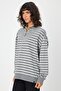 Striped Straight Neck Zippered Oversize Sweatshirt (Uni-00247) - 4