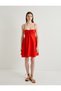 Linen Blended Dress Mini Thin Strap Tie Detailed Draped - 3
