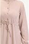 Twist Fabric Ribbed Half Button Dress 0526-04 Mink - 4