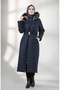 Hooded Quilted Coat 0813-02 Navy Blue