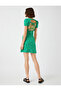 Floral Dress with Back Window Detail V-Neck Slit - 4