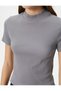 Turtleneck Crop T-Shirt Slim Fit Short Sleeve Camisole Cotton - 5