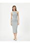 Midi Dress Halter Neck Bodycon Ribbed - 3