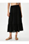 Midi Skirt with Flounce and Elastic Waist Viscose - 3
