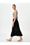 Midi Skirt with Flounce and Elastic Waist Viscose - 2