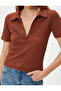 Textured Short Sleeve Polo Collar T-Shirt - 5