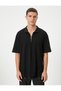 Polo Collar T-Shirt Oversize Half Zipper Short Sleeve Cotton - 3