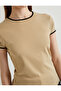 Crew Neck Cotton Short Sleeve T-Shirt - Piping Detail, Standard Fit - 5