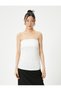 Strapless Tank Top Floor Detailed Crepe Scuba Fabric Slim Fit - 3