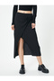 Drape Detailed Long Double Breasted Slit Skirt - 3