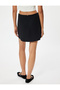 Linen Blend A-Line Mini Skirt with Bow Appliqué Detail - 4