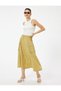 Midi Length Flared Skirt with Cargo Pockets and Elastic Waist in Cotton