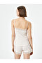 Pajamas Top with Thin Straps and Lace Detail Ribbed - 4