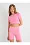 Crop Sports T-Shirt Asymmetrical Cut Short Sleeve Crew Neck Slim Fit - 3