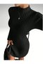 Mini Knitwear Dress with Judge Collar Corduroy Print Skirt Detail - 4