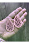 Wooden Carved Dangle Bohemian Pink Earrings - 3