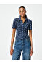 Draped Textured Shirt Patterned Slim Fit Short Sleeve - 3