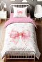 Pink Floral Star Bow Patterned Single Baby Kids Duvet Cover Set - 2