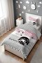 Pink Gray Hearts Kuromi and My Melody Patterned Single Baby Kids Bedding Set - 3