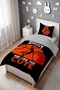 Black Orange Basket Ball Patterned Single Baby Kids Duvet Cover Set - 3