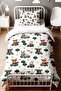Green Tree Cute Drivers Patterned Single Baby Kids Bedding Set - 2