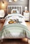 Single Baby Kids Duvet Cover Set with Green Rainbow and Cute Animals Pattern