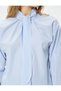 Oversize Poplin Shirt Scarf Collar Buttoned Long Sleeve - 5