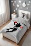 Gray Basket Star Patterned Single Baby Kids Duvet Cover Set - 3