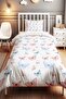 Pink Blue Butterflies Patterned Single Baby Kids Duvet Cover Set