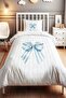 Blue Striped Bow Patterned Single Baby Kids Duvet Cover Set