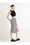 Floral Midi Skirt with Front Slit Detail High Waist - 2