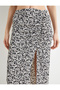 Floral Midi Skirt with Front Slit Detail High Waist - 5