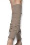 Natural Wool Leggings Beige Winter Women Knee Pad Thick Footless over Knee Socks