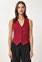 Fitted Crop Woven Vest Claret Red Lto0003 - 4