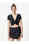 Yoga Sports T-Shirt Modal Fabric Knot Detailed V-Neck - 3