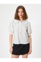 Balloon Sleeve Shirt Polka Dot Baby Collar Buttoned Slim Fit - 3