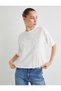 Tasseled Lace Detailed T-Shirt Short Sleeve Crew Neck Cotton