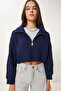 Turtleneck Zippered Knitwear Sweater - Dark Blue Lmx0012 - 4
