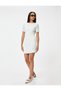 Mini Short Sleeve Dress Textured Lined Round Neck