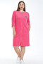 Women's Plus Size Dress with Zippered Three Quarter Sleeves Pocket Ribbed Rhinestone Cotton Towel