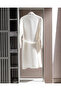 Pathier 100% Cotton Kimono Unisex Bathrobe - White/Beige - 2