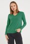 Women's Long Sleeve V Neck Basic Cotton Knitted Blouse