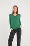 Women's Long Sleeve V Neck Basic Cotton Knitted Blouse - 3