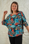 Women's Oversize Viscose Floral Bat Sleeve T-Shirt - 4
