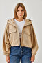 Women's Beige Hooded Short Jacket 60451002 - 7
