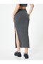 High Waist Corduroy Pencil Skirt - Long and Side Slits - 4