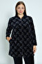 Women's Plus Size Navy Leaf Print Zipper Pocket Cotton Velvet Bottom Top Suit - 2