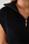 Women's Black Zippered Knitwear Sweater 60261018 - 5