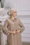 Ankanoor Beige Balloon Sleeve Stone Ferace Anka 255017 - 5