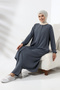 Women's Hajj and Umrah Outfit Hijab Double Suit Smoked - 6